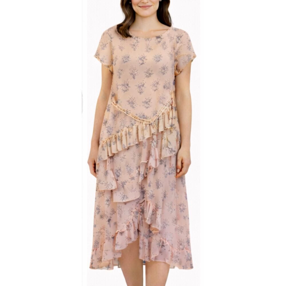 On twelfth floral ruffle shift dress size medium